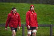 16 January 2018; Tommy O'Donnell and Gerbrandt Grobler make their way out for Munster Rugby squad training at the University of Limerick in Limerick. Photo by Diarmuid Greene/Sportsfile