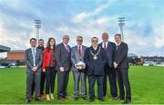 16 January 2018; In attendance, from left, More Than A Club representatives, Shane Fox, Carina O'Brien and Ger Coughlan, FAI Director of Competitions Fran Gavin, Bohemian FC Chairman Chris Brien, Lord Mayor Mícheál MacDonncha, Thomas Hynes, President of Bohemian Foundation and FAI Project Co-Ordinator Derek O'Neill, at the More Than A Club, Bohemian FC launch at Dalymount Park in Dublin.  Photo by David Fitzgerald/Sportsfile