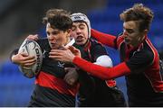 16 January 2018; Stepan Letsko of The High School is tackled by Sean Verdon, centre, and Christopher Bailey, right, of Wesley College during the Bank of Ireland Leinster Schools Fr. Godfrey Cup Round 1 match between Wesley College and The High School at Donnybrook Stadium in Dublin. Photo by Eóin Noonan/Sportsfile