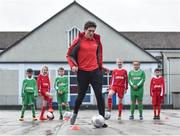 16 January 2018; The SPAR FAI Primary School 5s Programme was launched with a pop up training session at Scoil Mhuire CBS, Dublin, where former Republic of Ireland footballer and past pupil, Keith Andrews and current Republic of Ireland women's footballer, Megan Campbell provided a coaching masterclass to students from Scoil Mhuire CBS and St Vincent de Paul’s Girls NS. The five-a-side school blitzes are open to boys and girls from 4th, 5th and 6th class, and puts emphasis on fun and inclusivity. Register for the SPAR5s by February 9th at www.fai.ie/primary5. Pictured is former Republic of Ireland footballer and past pupil of Scoil Mhuire CBS, Keith Andrews, Clontarf, Dublin. Photo by Seb Daly/Sportsfile