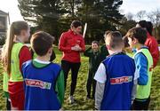 16 January 2018; The SPAR FAI Primary School 5s Programme was launched with a pop up training session at Scoil Mhuire CBS, Dublin, where former Republic of Ireland footballer and past pupil, Keith Andrews and current Republic of Ireland women's footballer, Megan Campbell provided a coaching masterclass to students from Scoil Mhuire CBS and St Vincent de Paul’s Girls NS. The five-a-side school blitzes are open to boys and girls from 4th, 5th and 6th class, and puts emphasis on fun and inclusivity. Register for the SPAR5s by February 9th at www.fai.ie/primary5. Pictured is former Republic of Ireland footballer and past pupil of Scoil Mhuire CBS Keith Andrews, as he coaaches pupils during a pop-up training session, at Scoil Mhuire CBS, Clontarf, Dublin. Photo by Seb Daly/Sportsfile