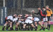 16 January 2018; Both teams contest a scrum during the Bank of Ireland Leinster Schools Fr. Godfrey Cup Round 1 match between Wesley College and The High School at Donnybrook Stadium in Dublin. Photo by Eóin Noonan/Sportsfile