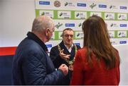 16 January 2018; Lord Mayor Mícheál MacDonncha speaks with Presdient of the Bohemian Foundation Thomas Hynes and More Than A Club representative Carina O'Brien at the More Than A Club, Bohemian FC launch at Dalymount Park in Dublin.  Photo by David Fitzgerald/Sportsfile