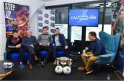 16 January 2018; Presenter Damian Lawlor interviews guests, from left, Damien Comer of Galway, Kerry selector Mikey Sheehy, Patrick mcBrearty of Donegal and Kildare manager Cian O'Neill during a GAA Now Live Facebook show at Croke Park in Dublin. Photo by Brendan Moran/Sportsfile