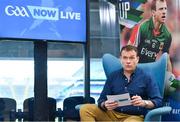 16 January 2018; Presenter Damian Lawlor speaking during a GAA Now Live Facebook show at Croke Park in Dublin. Photo by Brendan Moran/Sportsfile