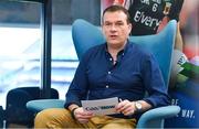 16 January 2018; Presenter Damian Lawlor speaking during a GAA Now Live Facebook show at Croke Park in Dublin. Photo by Brendan Moran/Sportsfile