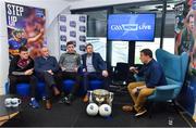 16 January 2018; Presenter Damian Lawlor interviews guests, from left, Damien Comer of Galway, Kerry selector Mikey Sheehy, Patrick mcBrearty of Donegal and Kildare manager Cian O'Neill during a GAA Now Live Facebook show at Croke Park in Dublin. Photo by Brendan Moran/Sportsfile