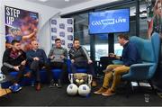 16 January 2018; Presenter Damian Lawlor interviews guests, from left, Damien Comer of Galway, Kerry selector Mikey Sheehy, Patrick mcBrearty of Donegal and Kildare manager Cian O'Neill during a GAA Now Live Facebook show at Croke Park in Dublin. Photo by Brendan Moran/Sportsfile