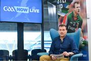 16 January 2018; Presenter Damian Lawlor speaking during a GAA Now Live Facebook show at Croke Park in Dublin. Photo by Brendan Moran/Sportsfile