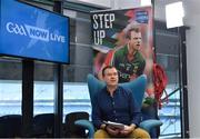 16 January 2018; Presenter Damian Lawlor speaking during a GAA Now Live Facebook show at Croke Park in Dublin. Photo by Brendan Moran/Sportsfile