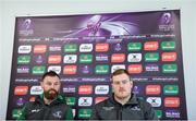 17 January 2018; Assistant coach Nigel Carolan, left, and Conor Carey during a Connacht Rugby press conference at the Sportsground in Galway. Photo by Piaras Ó Mídheach/Sportsfile