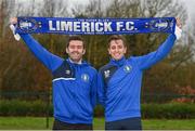 17 January 2018; Newly announced Limerick FC manager Tommy Barrett with new signing Connor Ellis at the University of Limerick in Limerick. Photo by Diarmuid Greene/Sportsfile