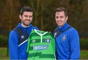 17 January 2018; Newly announced Limerick FC manager Tommy Barrett with new signing Connor Ellis at the University of Limerick in Limerick. Photo by Diarmuid Greene/Sportsfile