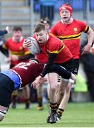 17 January 2018; Cian Tallon of CBC Monkstown is tackled by Daire Martin of Salesian College during the Bank of Ireland Leinster Schools Vinnie Murray Cup Round 2 match between Salesian College and CBC Monkstown at Donnybrook Stadium, in Dublin. Photo by Matt Browne/Sportsfile