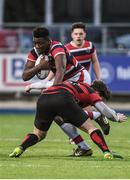 17 January 2018; Sam Illo of Wesley College is tackled by Charlie Buckley of Kilkenny College during the Bank of Ireland Leinster Schools Vinnie Murray Cup Round 2 match between Wesley College and Kilkenny College at Donnybrook Stadium, in Dublin. Photo by Matt Browne/Sportsfile