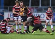 17 January 2018; Sam Illo of Wesley College is tackled by Charlie Buckley of Kilkenny College during the Bank of Ireland Leinster Schools Vinnie Murray Cup Round 2 match between Wesley College and Kilkenny College at Donnybrook Stadium, in Dublin. Photo by Matt Browne/Sportsfile