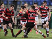 17 January 2018; James McElroy of Wesley College is tackled by Craig Strong of Kilkenny College during the Bank of Ireland Leinster Schools Vinnie Murray Cup Round 2 match between Wesley College and Kilkenny College at Donnybrook Stadium, in Dublin. Photo by Matt Browne/Sportsfile