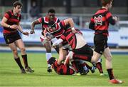 17 January 2018; Robbie Whitehead of Wesley College is tackled by Charlie Buckley of Kilkenny College during the Bank of Ireland Leinster Schools Vinnie Murray Cup Round 2 match between Wesley College and Kilkenny College at Donnybrook Stadium, in Dublin. Photo by Matt Browne/Sportsfile