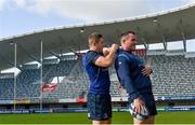 19 January 2018; Jordan Larmour, left, and Peter Dooley during the Leinster Rugby captains run at the Altrad Stadium in Montpellier, France. Photo by Ramsey Cardy/Sportsfile