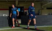 19 January 2018; James Lowe, left, and Sean Cronin during the Leinster Rugby captains run at the Altrad Stadium in Montpellier, France. Photo by Ramsey Cardy/Sportsfile