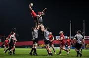 19 January 2018; Gerbrandt Grobler of Munster wins possession in a lineout ahead of Kieran Martin of Ospreys Premiership Select during the British & Irish Cup Round 6 match between Munster A and Ospreys Premiership Select at Irish Independent Park in Cork. Photo by Diarmuid Greene/Sportsfile