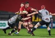 19 January 2018; Gerbrandt Grobler of Munster is tackled by Kieran Martin, left, and Morgan Morris of Ospreys Premiership Select during the British & Irish Cup Round 6 match between Munster A and Ospreys Premiership Select at Irish Independent Park in Cork. Photo by Diarmuid Greene/Sportsfile