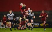19 January 2018; Calvin Nash of Munster wins possession ahead of Callum Carson of Ospreys Premiership Select during the British & Irish Cup Round 6 match between Munster A and Ospreys Premiership Select at Irish Independent Park in Cork. Photo by Diarmuid Greene/Sportsfile