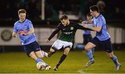 19 January 2018; Cory Galvin of Bray Wanderers in action against Liam Scaley, left, and Conor Crowley of UCD during the Preseason Friendly match between Bray Wanderers and UCD at the Carlisle Grounds in Wicklow. Photo by Piaras Ó Mídheach/Sportsfile