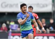 20 January 2018; Bundee Aki of Connacht celebrates after scoring his side's third try during the European Rugby Challenge Cup Pool 5 Round 6 match between Connacht and Oyonnax at the Sportsground in Galway. Photo by Seb Daly/Sportsfile