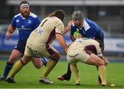 20 January 2018; Mick Kearney of Leinster A is tackled by Richard List, left, and Simon Humberstone of Doncaster Knights during the British & Irish Cup Round 6 match between Leinster ‘A’ and Doncaster Knights at Donnybrook Stadium in Dublin. Photo by Brendan Moran/Sportsfile
