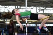 20 January 2018; Clodagh O'Meara of Craughwell AC, Co Galway, competing in the U14 Girls High Jump event during the Irish Life Health National Indoor Combined Events All Ages at Athlone IT in Westmeath. Photo by Sam Barnes/Sportsfile