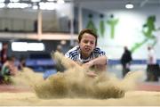20 January 2018; Michael Carroll of Shercock AC, Co Cavan, competing in the U14 Boys Long Jump event during the Irish Life Health National Indoor Combined Events All Ages at Athlone IT in Westmeath. Photo by Sam Barnes/Sportsfile