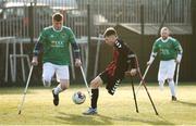 20 January 2018; Neil Hoey of Bohemian FC in action against Sean Murphy of Cork City during the Irish Amputee Football Association National League Senior Cup at Midleton FC in Cork. Photo by Diarmuid Greene/Sportsfile