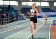 20 January 2018; Laura Kelly of Ratoath AC, Co Meath, left, on her way to winning the U14 Girls 800m event during the Irish Life Health National Indoor Combined Events All Ages at Athlone IT in Westmeath. Photo by Sam Barnes/Sportsfile