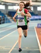 20 January 2018; Clodagh O'Meara of Craughwell AC, Co Galway, on her way to finishing second in the U14 Girls 800m event during the Irish Life Health National Indoor Combined Events All Ages at Athlone IT in Westmeath. Photo by Sam Barnes/Sportsfile