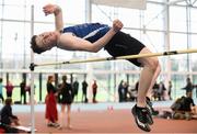 20 January 2018; Cillian Griffin of Tralee Harriers AC, Co Kerry, competing in the Youth Boys High Jump event during the Irish Life Health National Indoor Combined Events All Ages at Athlone IT in Westmeath. Photo by Sam Barnes/Sportsfile