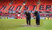21 January 2018; Groundstaff remove surface water from the pitch prior to the European Rugby Champions Cup Pool 4 Round 6 match between Munster and Castres at Thomond Park in Limerick. Photo by Stephen McCarthy/Sportsfile