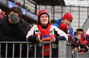 21 January 2018; Munster supporters react to hearing the match is delayed during the European Rugby Champions Cup Pool 4 Round 6 match between Munster and Castres at Thomond Park in Limerick. Photo by Stephen McCarthy/Sportsfile