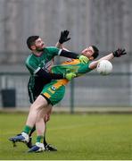 21 January 2018; Martin Farragher of Corofin in action against Conor Hyde of Fulham Irish during the AIB GAA Football All-Ireland Senior Club Championship Quarter-Final Refixture match between Fulham Irish and Corofin at McGovern Park in Ruislip, England. Photo by Matt Impey/Sportsfile