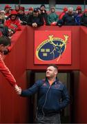 21 January 2018; Munster supporter Conor O'Malley, from Castletroy, Limerick, greets Dave Kilcoyne prior to the European Rugby Champions Cup Pool 4 Round 6 match between Munster and Castres at Thomond Park in Limerick. Photo by Diarmuid Greene/Sportsfile