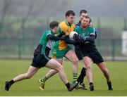 21 January 2018; Ronan Steede of Corofin in action against Owen Mulligan and Connor Murphy of Fulham Irish, left, during the AIB GAA Football All-Ireland Senior Club Championship Quarter-Final Refixture match between Fulham Irish and Corofin at McGovern Park in Ruislip, England. Photo by Matt Impey/Sportsfile