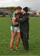 21 January 2018; Aidan O’Shea of Mayo with Sligo backroom staff member Tony Scullion following the Connacht FBD League Round 5 match between Sligo and Mayo at James Stephen's Park in Ballina, Co Mayo. Photo by Seb Daly/Sportsfile