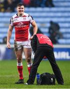 21 January 2018; Jacob Stockdale of Ulster receives treatment before being substituted during the European Rugby Champions Cup Pool 1 Round 6 match between Wasps and Ulster at Ricoh Arena in Coventry, England. Photo by Ramsey Cardy/Sportsfile