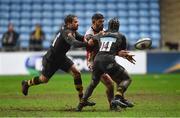21 January 2018; Charles Piutau of Ulster is tackled by Danny Cipriani, left, and Christian Wade of Wasps during the European Rugby Champions Cup Pool 1 Round 6 match between Wasps and Ulster at Ricoh Arena in Coventry, England. Photo by Ramsey Cardy/Sportsfile