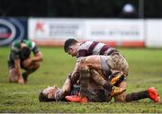 21 January 2018; Paul Stephenson, left, and Paul Canavan of Tullow celebrate at the final whistle following the Bank of Ireland Provincial Towns Cup Round 1 match between Naas and Tullow at Naas RFC in Naas, Kildare. Photo by Sam Barnes/Sportsfile