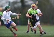 21 January 2018; Charles Dwyer of IT Carlow in action against David Prendergast of Mary Immaculate College Limerick during the Electric Ireland HE GAA Fitzgibbon Cup Group D Round 1 match between IT Carlow and Mary Immaculate College Limerick at Heywood Community School in Laois. Photo by Eóin Noonan/Sportsfile