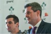 22 January 2018; Feargal O'Rourke, CEO of PwC Ireland, speaking during the Ireland U20 Rugby Press Conference at PwC Head Office in Spencer Dock, Dublin. Photo by David Fitzgerald/Sportsfile
