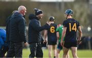 22 January 2018; DCU manager Eoin Roche and selector Ciaran Hetherton with Rian McBride during the Electric Ireland HE GAA Fitzgibbon Cup Group C Round 2 match between Limerick Institute of Technology and Dublin City University at Limerick Institute of Technology in Limerick. Photo by Diarmuid Greene/Sportsfile