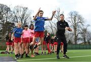 23 January 2018; Irish Athlete Brian Gregan, right, with pupils, including Kate Haugh, 13, of Dominican College Sion Hill, Blackrock, Co. Dublin, in attendance at the announcement that Bank of Ireland and Athletics Ireland have joined forces to launch a nationwide search amongst secondary schools to identify and foster talented students. The programme, which aims to encourage greater participation in athletics amongst secondary school students, will culminate in an athletics Master Class for 200 top students with advice and tips from Ireland’s top sports psychologists, nutritionists and athletes. Participation in the programme will see Development Officers from Athletics Ireland attend schools throughout the country to select approximately 1,000 students to participate. These students will be coached to develop their potential with Bank of Ireland selecting the top 10 students from 20 schools going on to attend the Master Class in the state-of-the-art National Sports Campus in Abbotstown in March 2018. To nominate your school to participate in the Athletics Programme see www.boi.com/athletics. Photo by Sam Barnes/Sportsfile