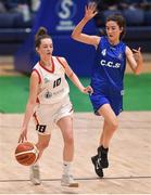 23 January 2018; Milicia Stankovic of Colaiste Pobail Setanta in action against Aisling Bruen of Carrick On Shannon during the Subway All-Ireland Schools U19C Girls Cup Final match between Carrick On Shannon and Colaiste Pobail Setanta at the National Basketball Arena in Tallaght, Dublin. Photo by David Fitzgerald/Sportsfile